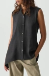 Theory Sleeveless Asymmetric Draped Tunic In Black