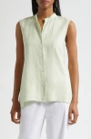 Theory Asymmetric Drape Sleeveless Top In Green
