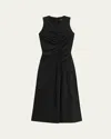 Theory Asymmetric Ruched Tank Dress In Black