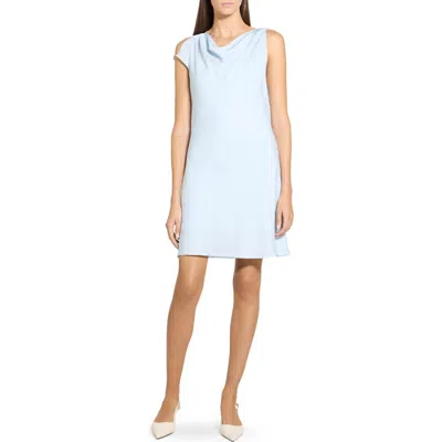 Theory Asymmetric Sleeve Cowl Neck Minidress In Gold