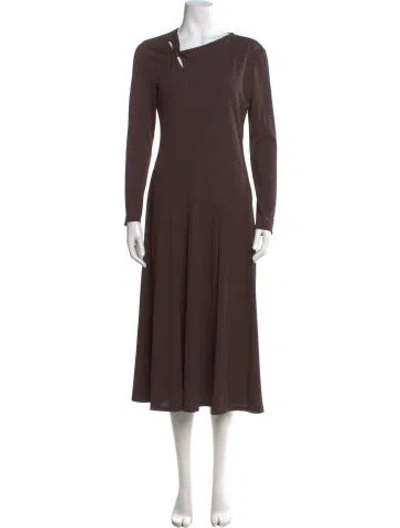 Pre-owned Theory Asymmetrical Long Dress In Brown