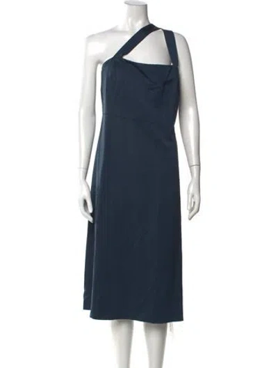 Pre-owned Theory Asymmetrical Midi Length Dress In Blue