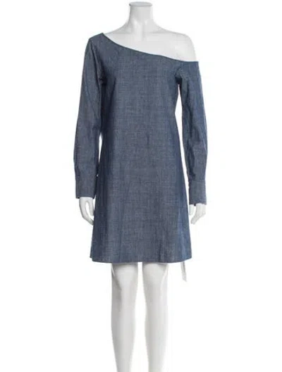 Pre-owned Theory Asymmetrical Mini Dress In Blue