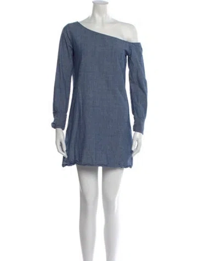 Pre-owned Theory Asymmetrical Mini Dress In Blue