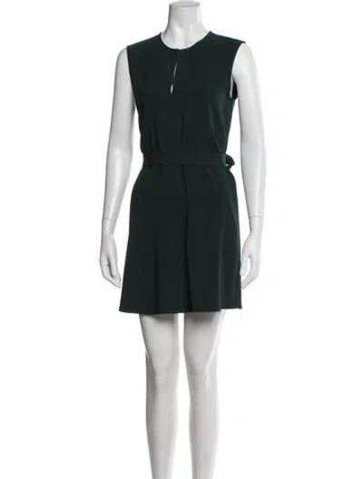 Pre-owned Theory Asymmetrical Mini Dress In Green