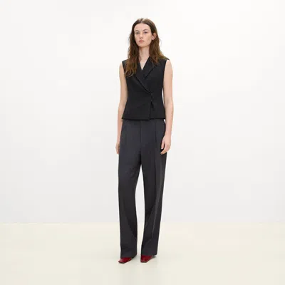 Theory Asymmetrical Vest In Good Wool In Black