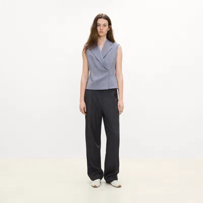 Theory Asymmetrical Vest In Wool Gabardine In Wind Melange