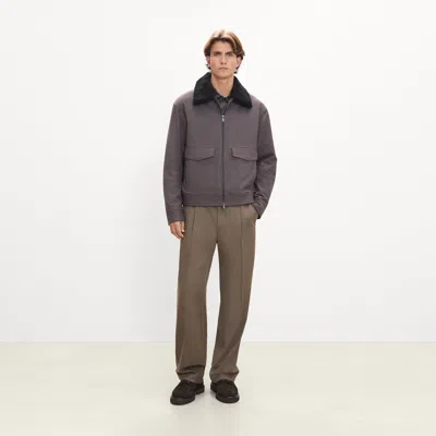 Theory Aviator Jacket In Pressed Twill In Brown