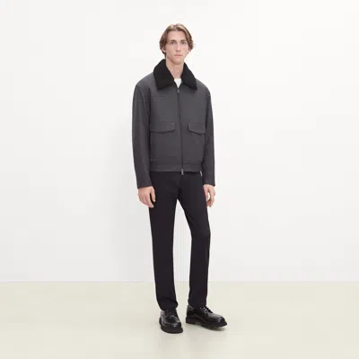 Theory Aviator Jacket In Pressed Twill In Gray