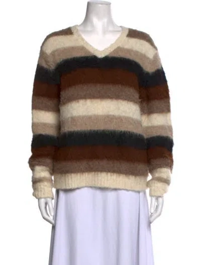 Pre-owned Theory Baby Alpaca Striped Sweater In Neutrals