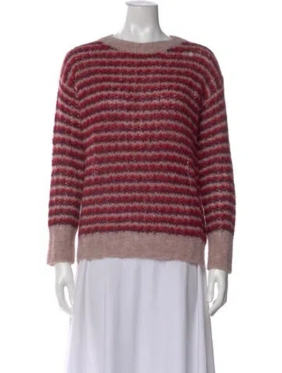 Pre-owned Theory Baby Alpaca Striped Sweater In Red