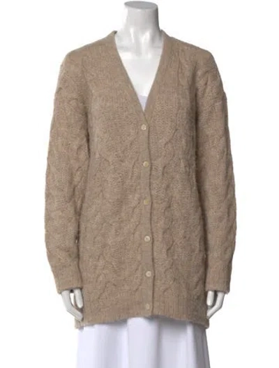 Pre-owned Theory Baby Alpaca V-neck Sweater In Brown