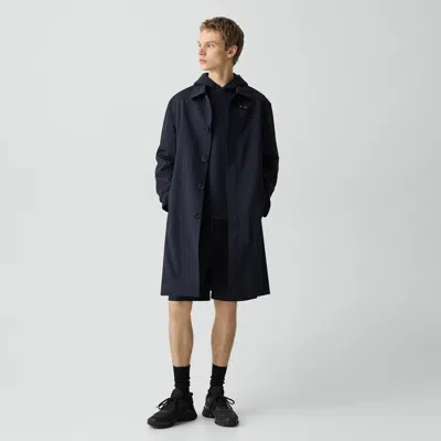 Theory Balmacaan Coat In Motion Wool In Black