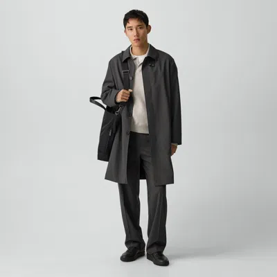 Theory Balmacaan Coat In Motion Wool In Gray