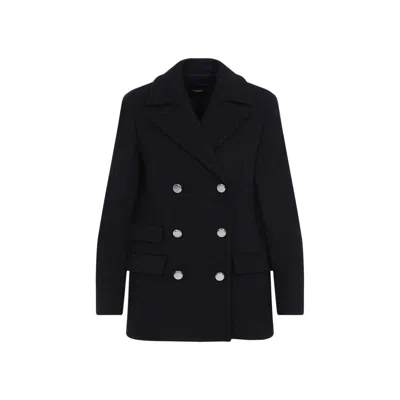 Theory Baltic Blue Recycled Wool Peacoat