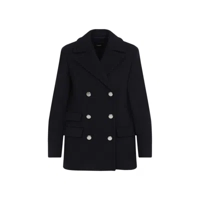 THEORY THEORY BALTIC BLUE RECYCLED WOOL PEACOAT