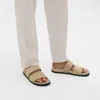 Theory Banded Slide Sandals In Suede In Sand