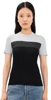 Theory Rib Colorblock Silk T-shirt In Black Multi