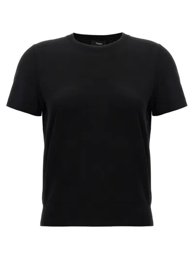 Theory Basic Wool Blend Knit T-shirt In Black