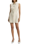 Theory Sleeveless Belted Linen Military Mini Dress In Straw