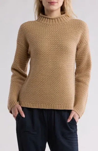 Theory Basket Stitch Cashmere & Wool Sweater In Light Camel