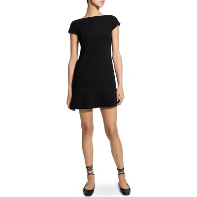 Theory Bateau Neck Tiered Minidress In Black