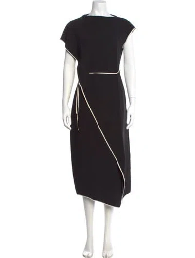 Pre-owned Theory Bateau Neckline Long Dress In Black