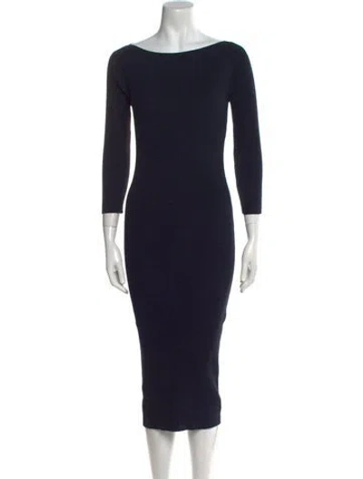 Pre-owned Theory Bateau Neckline Midi Length Dress In Blue