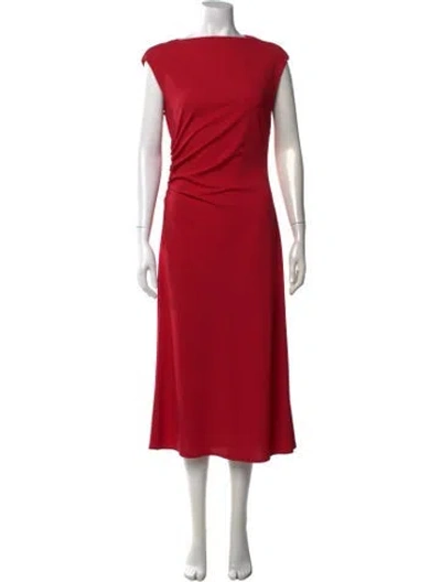 Pre-owned Theory Bateau Neckline Midi Length Dress In Red