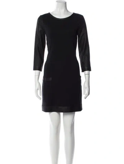 Pre-owned Theory Bateau Neckline Mini Dress In Black