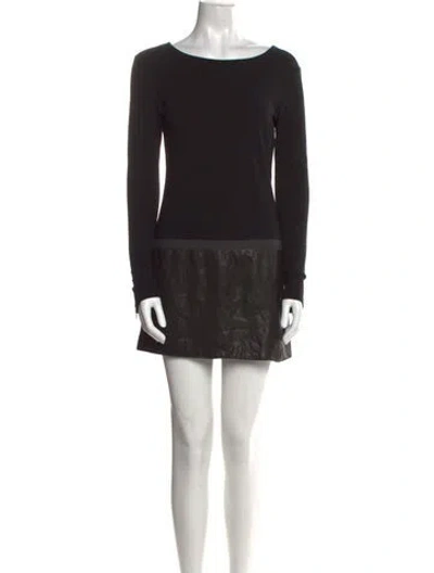 Pre-owned Theory Bateau Neckline Mini Dress In Black
