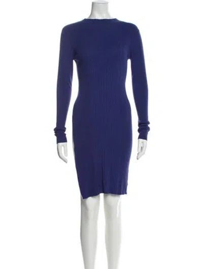 Pre-owned Theory Bateau Neckline Mini Dress In Blue