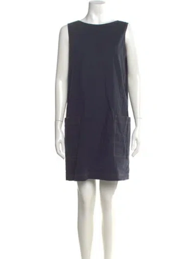 Pre-owned Theory Bateau Neckline Mini Dress In Blue