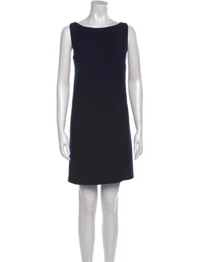 Pre-owned Theory Bateau Neckline Mini Dress In Blue