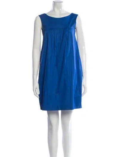 Pre-owned Theory Bateau Neckline Mini Dress In Blue