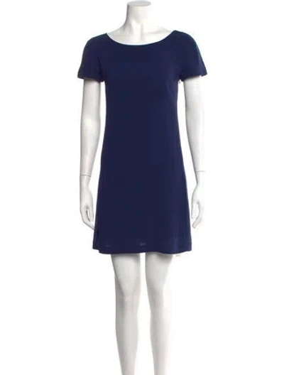 Pre-owned Theory Bateau Neckline Mini Dress In Blue