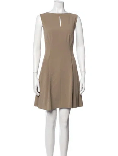 Pre-owned Theory Bateau Neckline Mini Dress In Brown