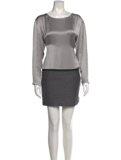 Pre-owned Theory Bateau Neckline Mini Dress In Gray