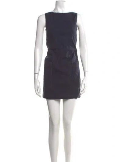 Pre-owned Theory Bateau Neckline Mini Dress In Gray