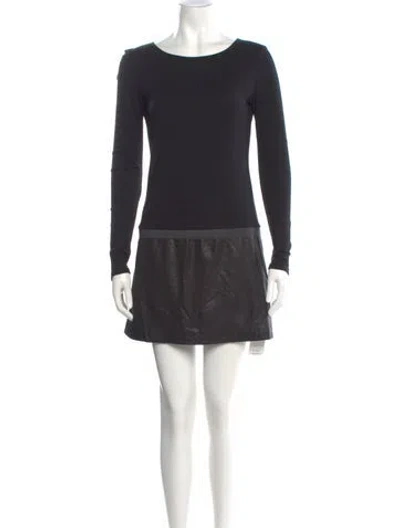 Pre-owned Theory Bateau Neckline Mini Dress In Gray