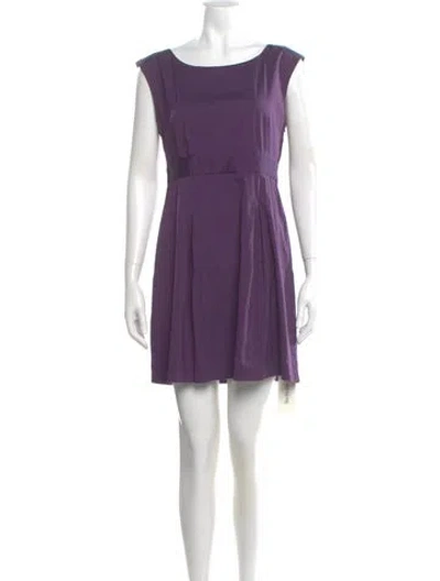 Pre-owned Theory Bateau Neckline Mini Dress In Purple