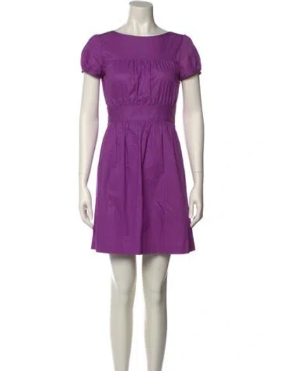 Pre-owned Theory Bateau Neckline Mini Dress In Purple