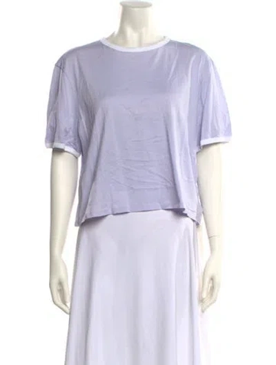Pre-owned Theory Bateau Neckline Short Sleeve T-shirt In Purple