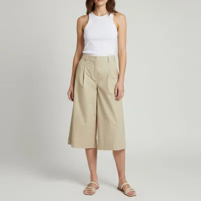 Pre-owned Theory Beige Cotton Wide Leg Culottes L In Sand