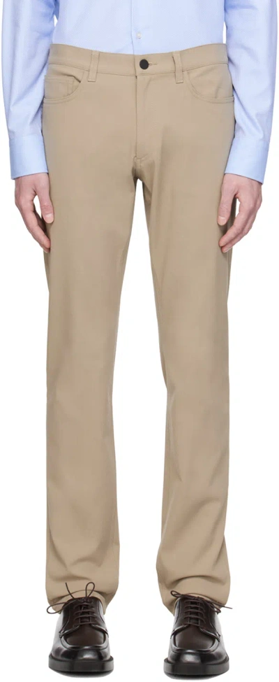 Theory Beige Raffi Trousers In Bark