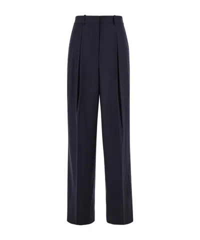 Theory Blue Pants With Pences At The Front In Wool Woman In Navy