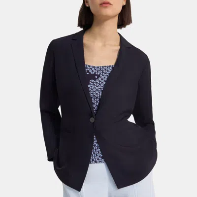 Theory Belted Blazer In Washed Twill In Navy
