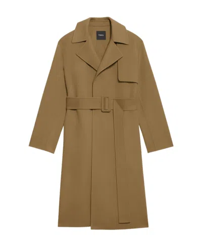 Theory Belted Cashmere Coat In Green