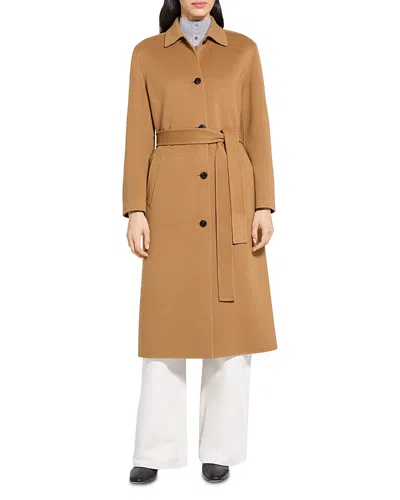 Theory Belted Coat In Brown