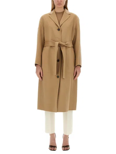 Theory Belted Wool And Cashmere Blend Coat In Neutral